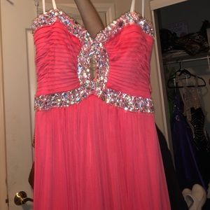 Coral long prom dress